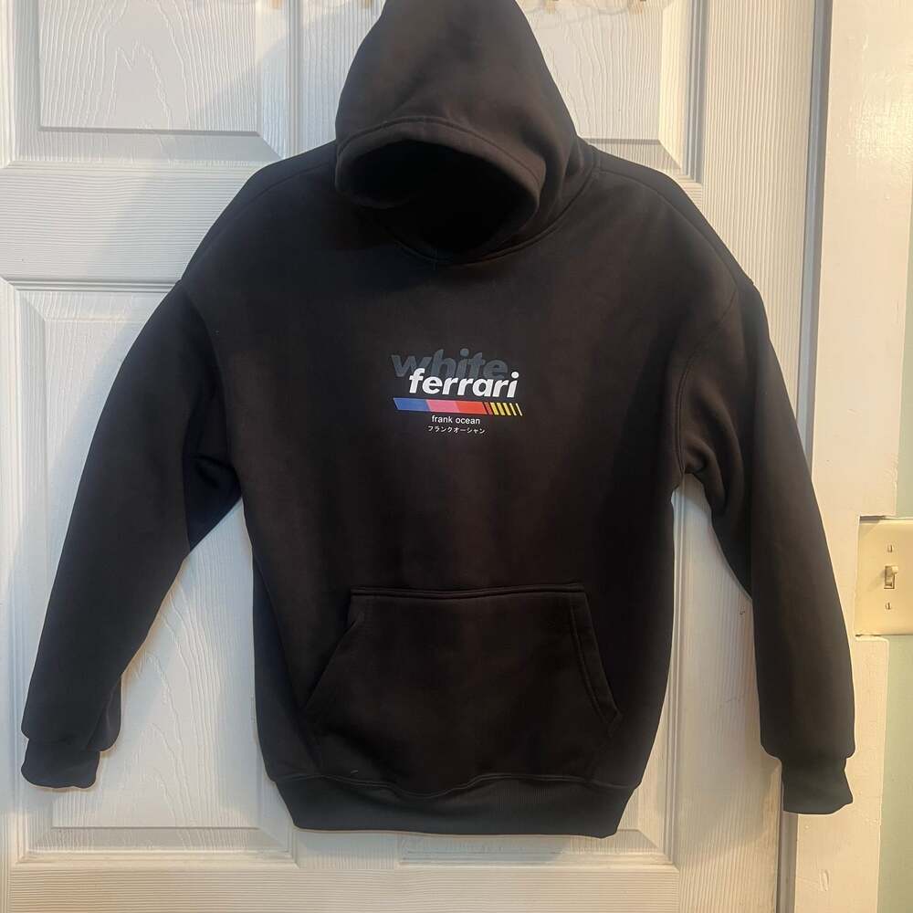 Frank Ocean White Ferrari Lyric Graphic Hoodie Black Size Small